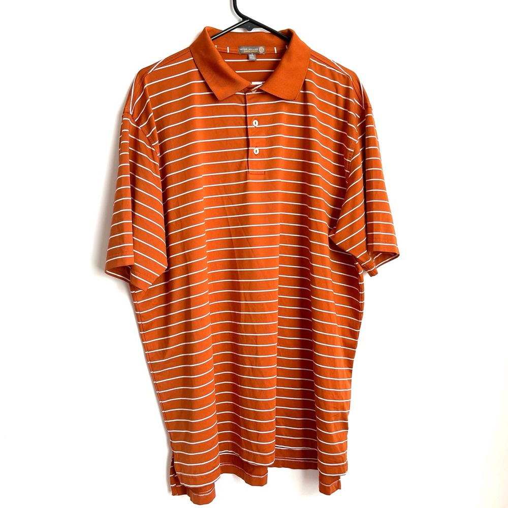 Peter Millar Orange Striped Polo Shirt